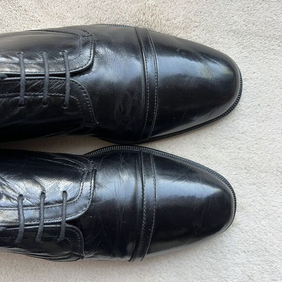 Claudio De Lorena Black Leather Cap Toe‎ Lace Up Oxford Dress Shoes EU 40 US 10 main image 8